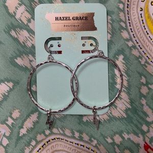 Silver Lightning Bolt Hoop Earrings